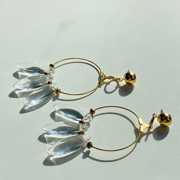 Pressed Glass & Czech Rondelles on Gold Hoop Earrings - Picture 7 of 9